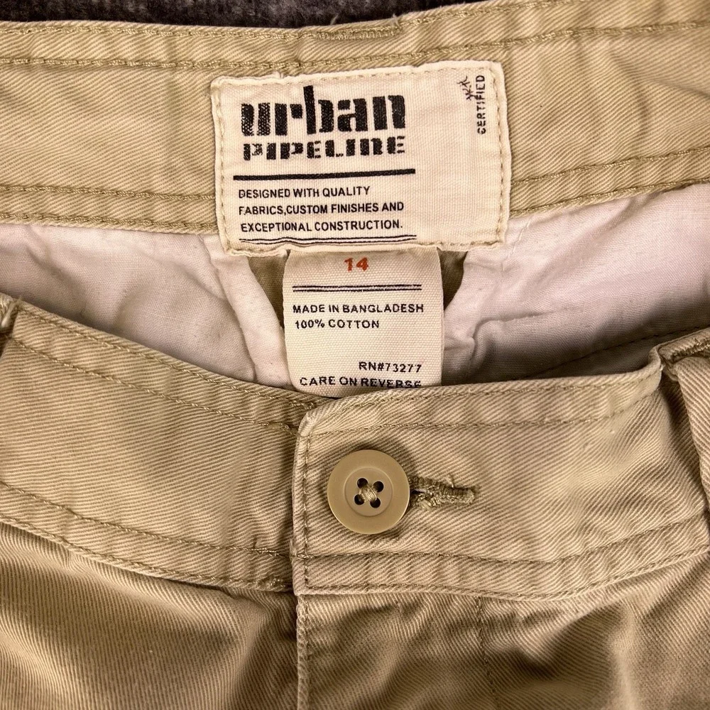 Urban Pipeline Cargo Shorts Youth 14 Tan Utility Casual Multi-Pocket Twill 28x10